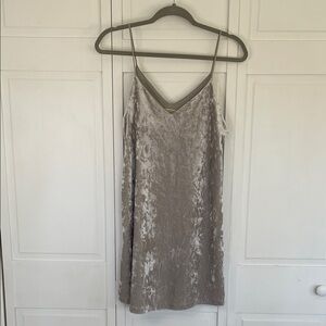 Silver Crushed Velvet Slip Mini Dress by Final Touch Sz S